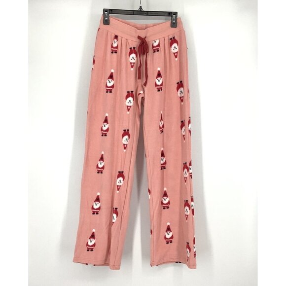 FREE PRESS Nordstrom Santa Clause Pink Fleece PJ PANTS Xmas Lounge NEW LARGE XS - Picture 3 of 8